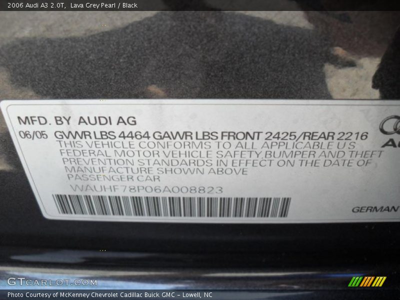 Lava Grey Pearl / Black 2006 Audi A3 2.0T