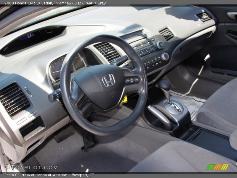 Nighthawk Black Pearl / Gray 2008 Honda Civic LX Sedan