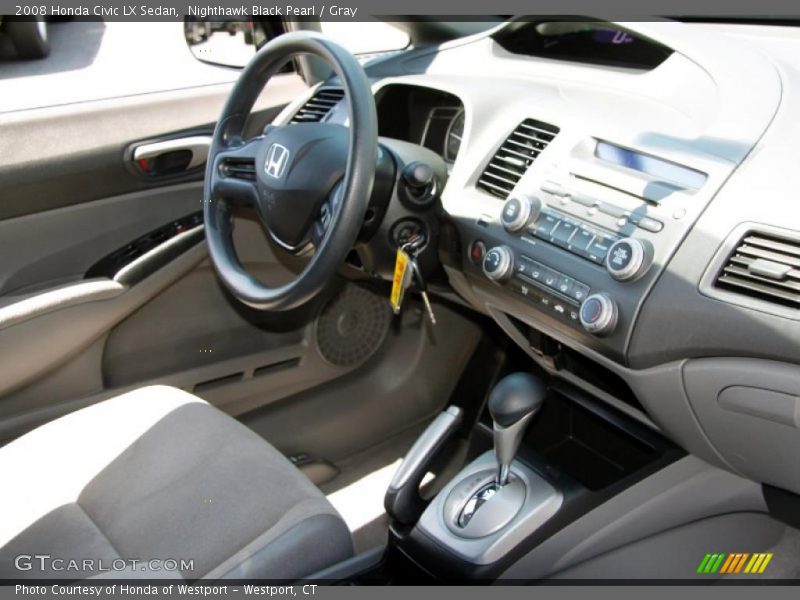 Nighthawk Black Pearl / Gray 2008 Honda Civic LX Sedan