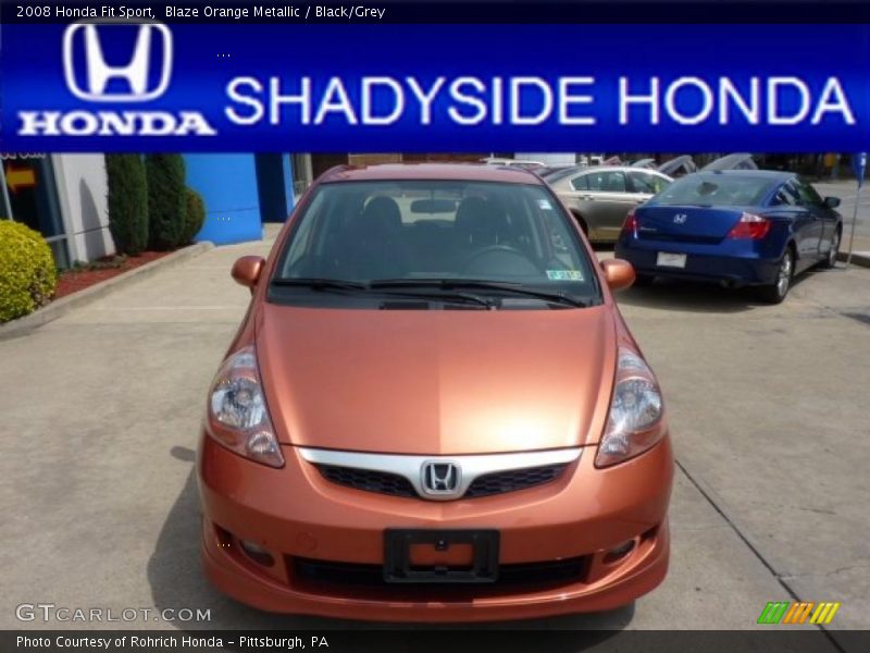 Blaze Orange Metallic / Black/Grey 2008 Honda Fit Sport