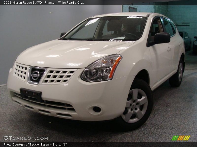 Phantom White Pearl / Gray 2008 Nissan Rogue S AWD