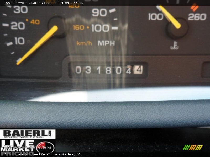 Bright White / Gray 1994 Chevrolet Cavalier Coupe