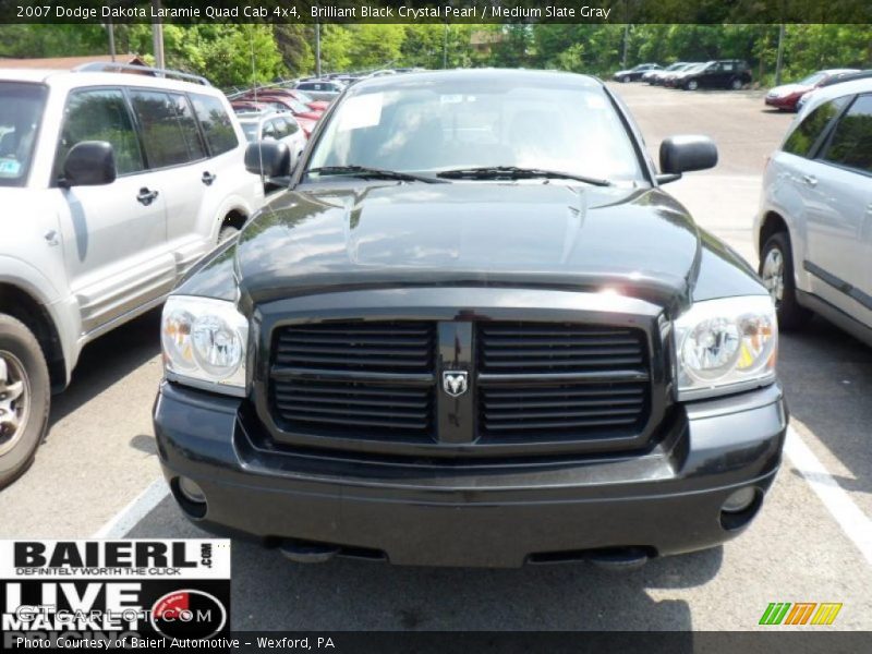 Brilliant Black Crystal Pearl / Medium Slate Gray 2007 Dodge Dakota Laramie Quad Cab 4x4