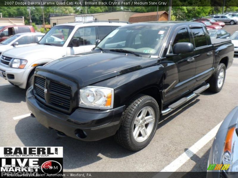 Brilliant Black Crystal Pearl / Medium Slate Gray 2007 Dodge Dakota Laramie Quad Cab 4x4