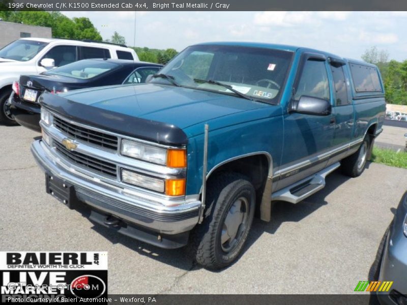 Bright Teal Metallic / Gray 1996 Chevrolet C/K K1500 Extended Cab 4x4