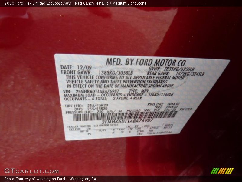 2010 Flex Limited EcoBoost AWD Red Candy Metallic Color Code U6