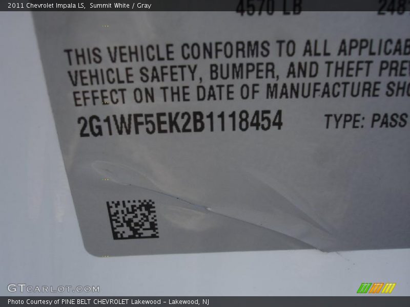 Summit White / Gray 2011 Chevrolet Impala LS