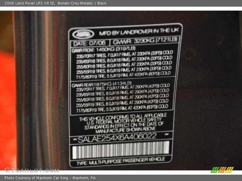 Bonatti Grey Metallic / Black 2006 Land Rover LR3 V8 SE
