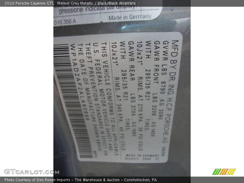 Meteor Grey Metallic / Black/Black Alcantara 2010 Porsche Cayenne GTS