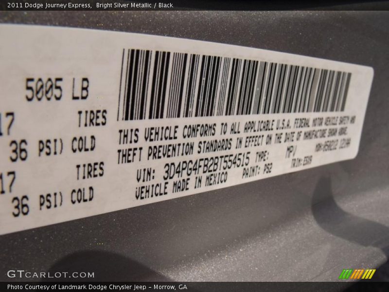 Bright Silver Metallic / Black 2011 Dodge Journey Express