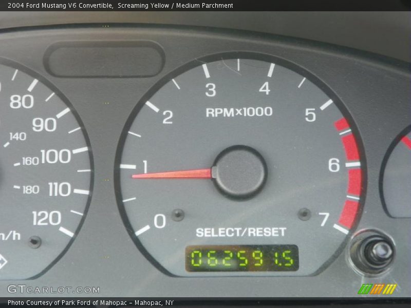 Screaming Yellow / Medium Parchment 2004 Ford Mustang V6 Convertible