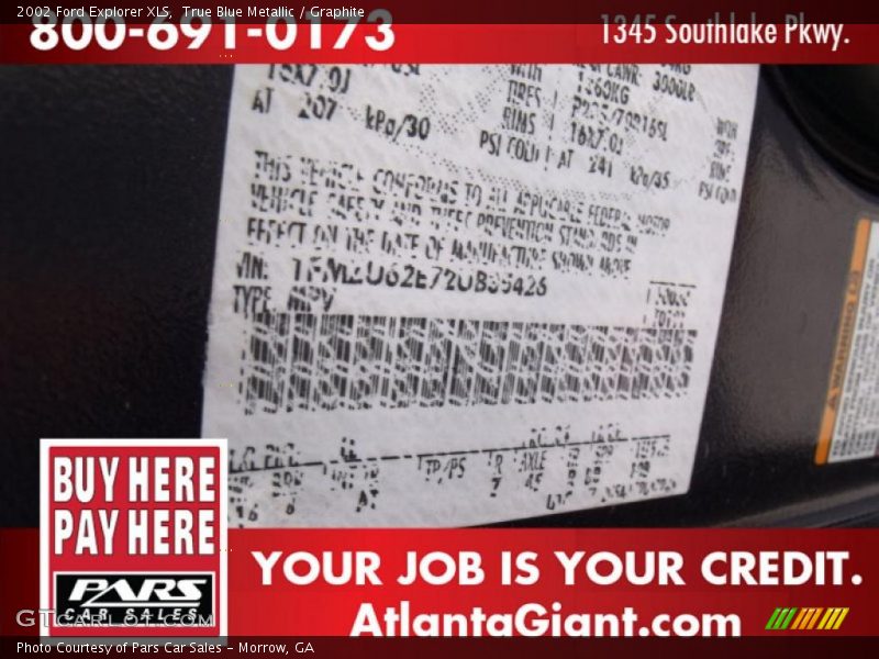 True Blue Metallic / Graphite 2002 Ford Explorer XLS