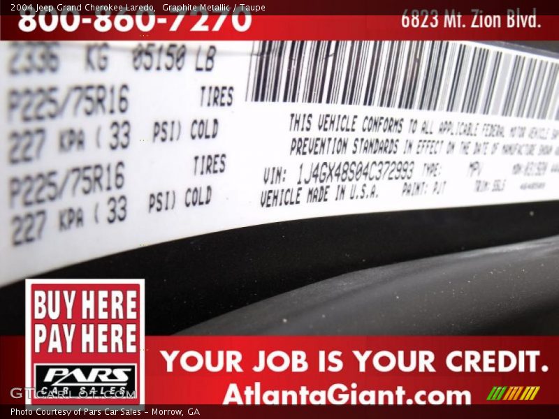 Graphite Metallic / Taupe 2004 Jeep Grand Cherokee Laredo