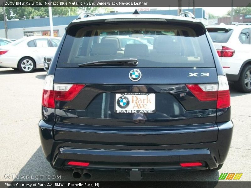 Monaco Blue Metallic / Sand Beige/Black Nevada Leather 2008 BMW X3 3.0si