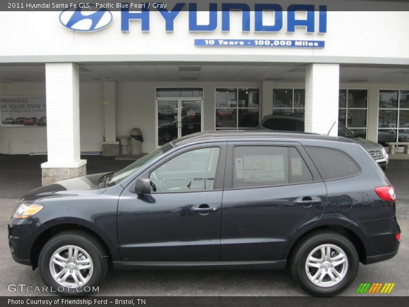 Pacific Blue Pearl / Gray 2011 Hyundai Santa Fe GLS