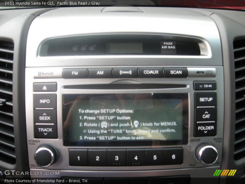 Pacific Blue Pearl / Gray 2011 Hyundai Santa Fe GLS