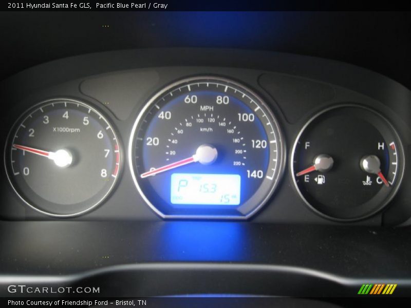 Pacific Blue Pearl / Gray 2011 Hyundai Santa Fe GLS