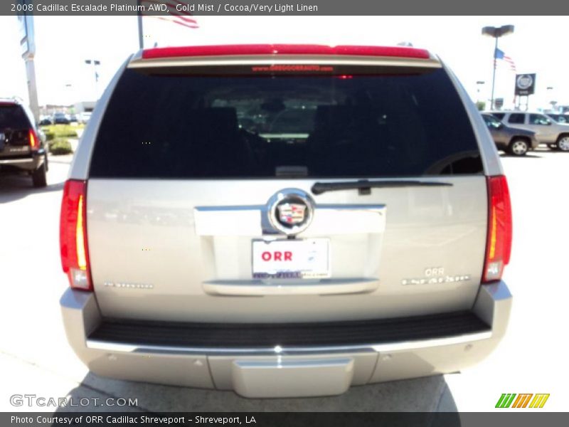 Gold Mist / Cocoa/Very Light Linen 2008 Cadillac Escalade Platinum AWD