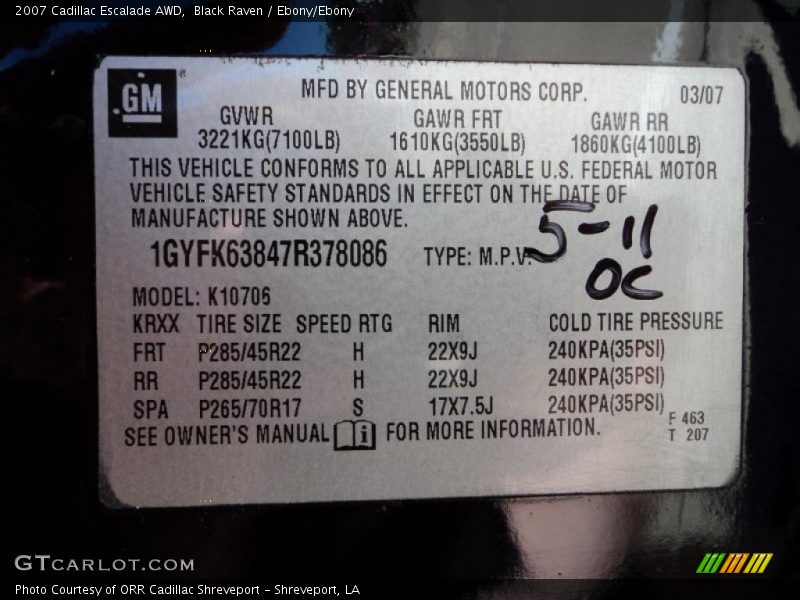 Black Raven / Ebony/Ebony 2007 Cadillac Escalade AWD