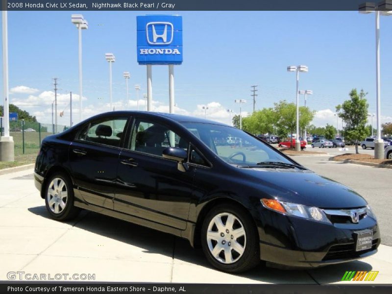 Nighthawk Black Pearl / Gray 2008 Honda Civic LX Sedan