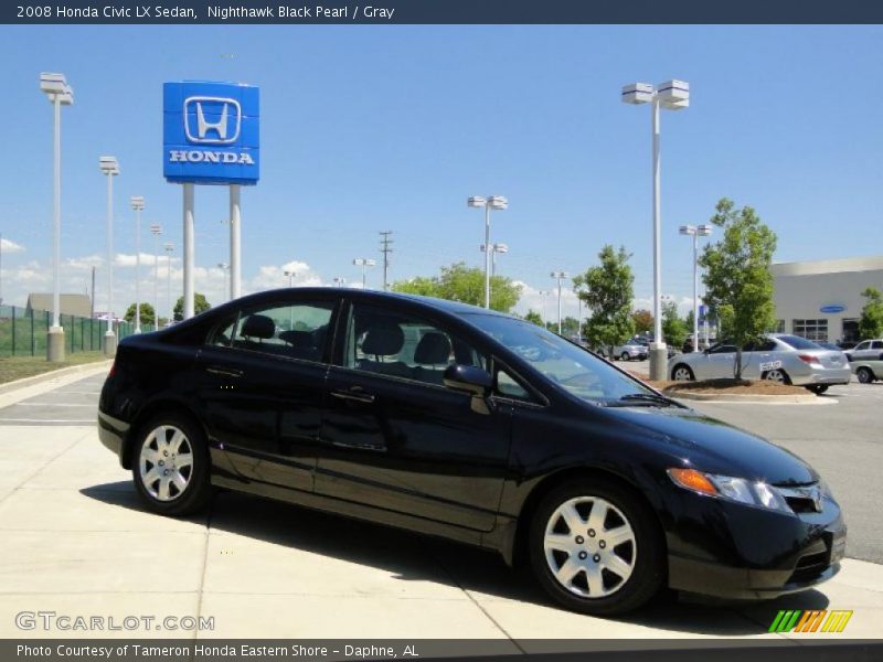 Nighthawk Black Pearl / Gray 2008 Honda Civic LX Sedan