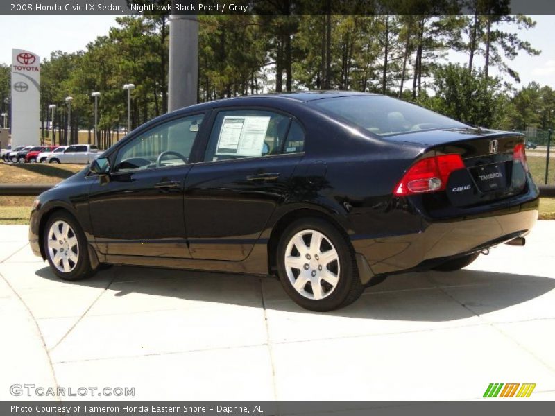 Nighthawk Black Pearl / Gray 2008 Honda Civic LX Sedan