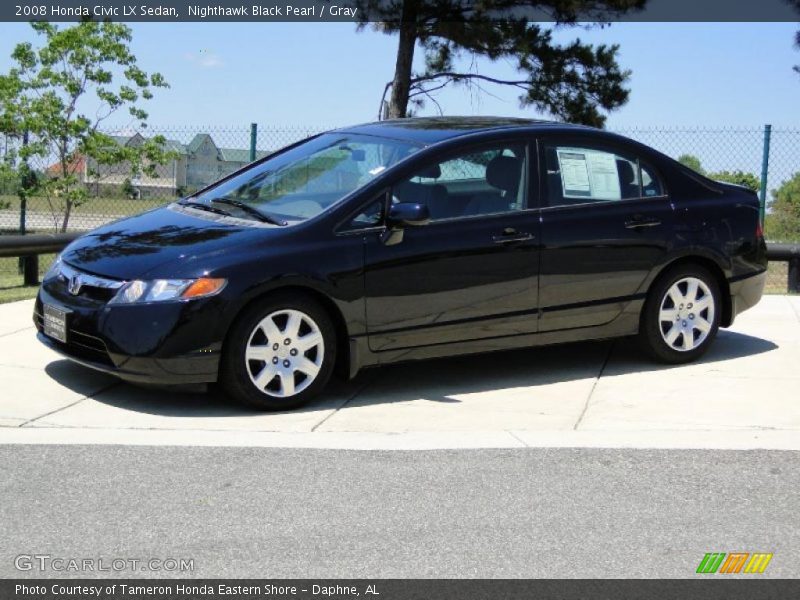 Nighthawk Black Pearl / Gray 2008 Honda Civic LX Sedan