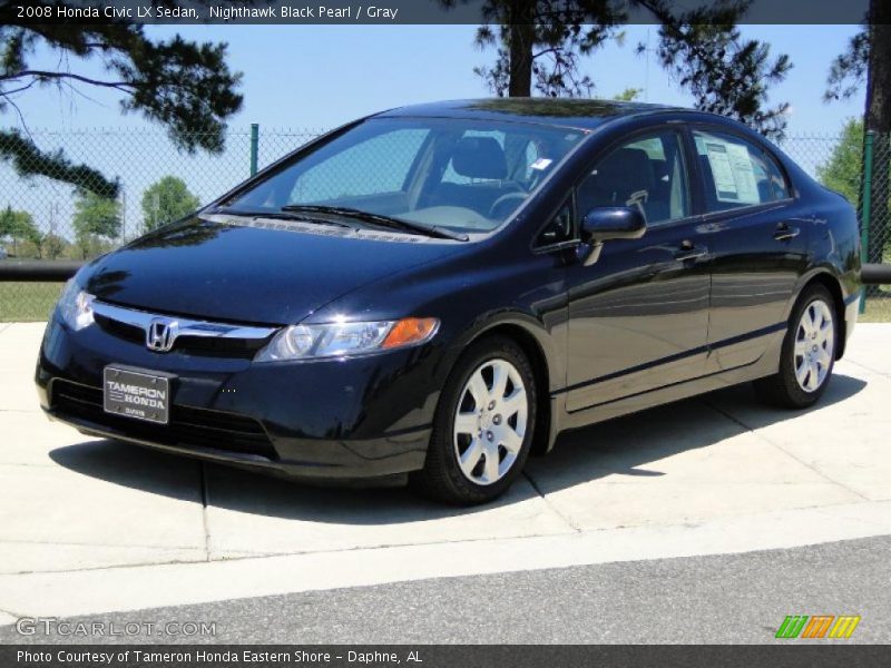 Nighthawk Black Pearl / Gray 2008 Honda Civic LX Sedan
