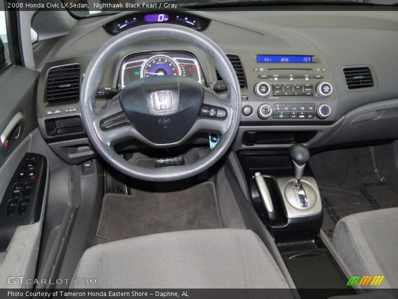 Nighthawk Black Pearl / Gray 2008 Honda Civic LX Sedan