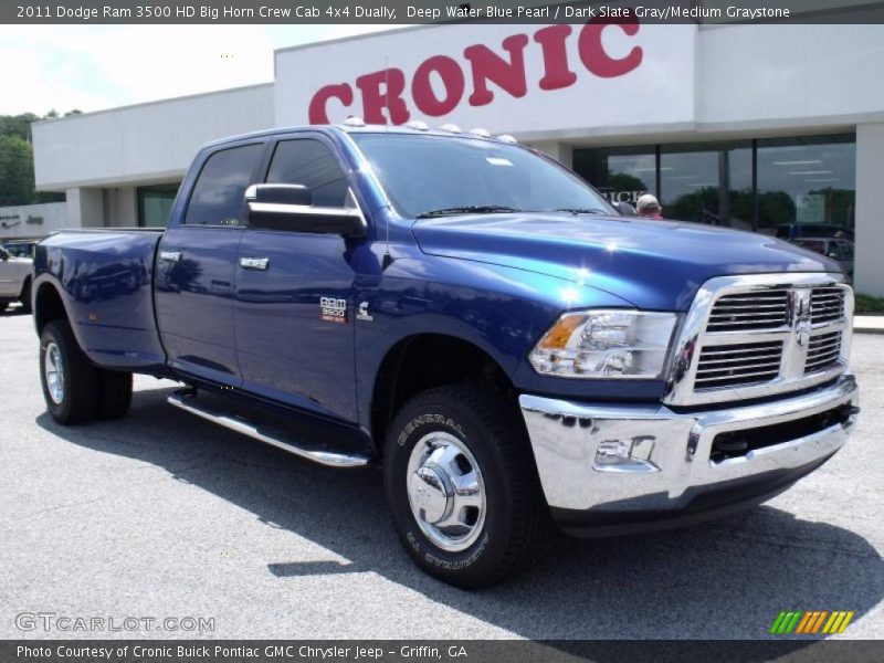 Deep Water Blue Pearl / Dark Slate Gray/Medium Graystone 2011 Dodge Ram 3500 HD Big Horn Crew Cab 4x4 Dually