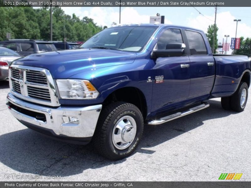 Deep Water Blue Pearl / Dark Slate Gray/Medium Graystone 2011 Dodge Ram 3500 HD Big Horn Crew Cab 4x4 Dually