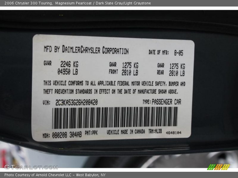 Magnesium Pearlcoat / Dark Slate Gray/Light Graystone 2006 Chrysler 300 Touring