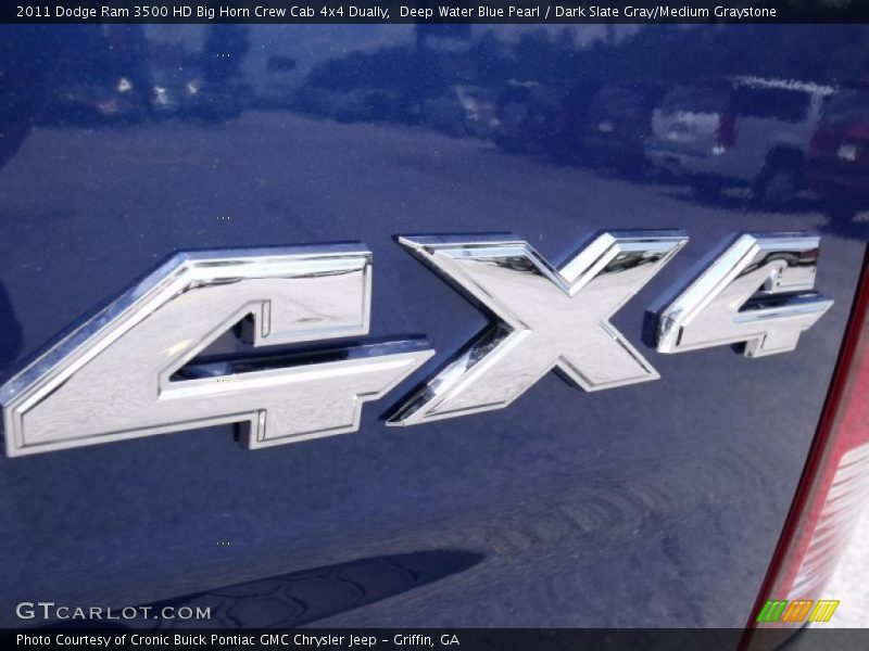 Deep Water Blue Pearl / Dark Slate Gray/Medium Graystone 2011 Dodge Ram 3500 HD Big Horn Crew Cab 4x4 Dually