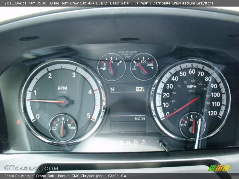 Deep Water Blue Pearl / Dark Slate Gray/Medium Graystone 2011 Dodge Ram 3500 HD Big Horn Crew Cab 4x4 Dually