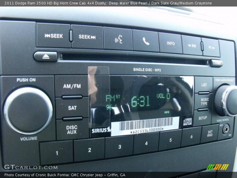 Deep Water Blue Pearl / Dark Slate Gray/Medium Graystone 2011 Dodge Ram 3500 HD Big Horn Crew Cab 4x4 Dually