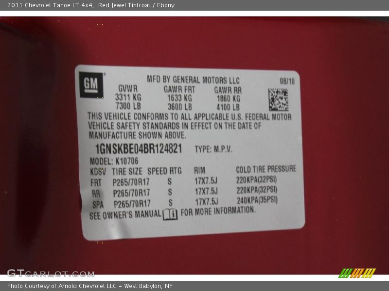 Red Jewel Tintcoat / Ebony 2011 Chevrolet Tahoe LT 4x4