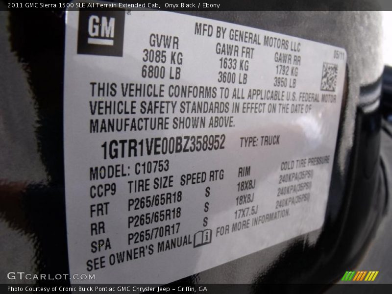 Onyx Black / Ebony 2011 GMC Sierra 1500 SLE All Terrain Extended Cab