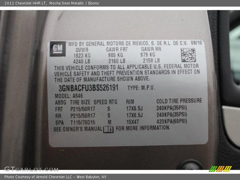 Mocha Steel Metallic / Ebony 2011 Chevrolet HHR LT