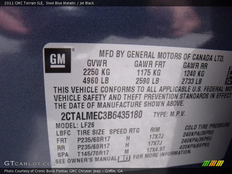 Steel Blue Metallic / Jet Black 2011 GMC Terrain SLE