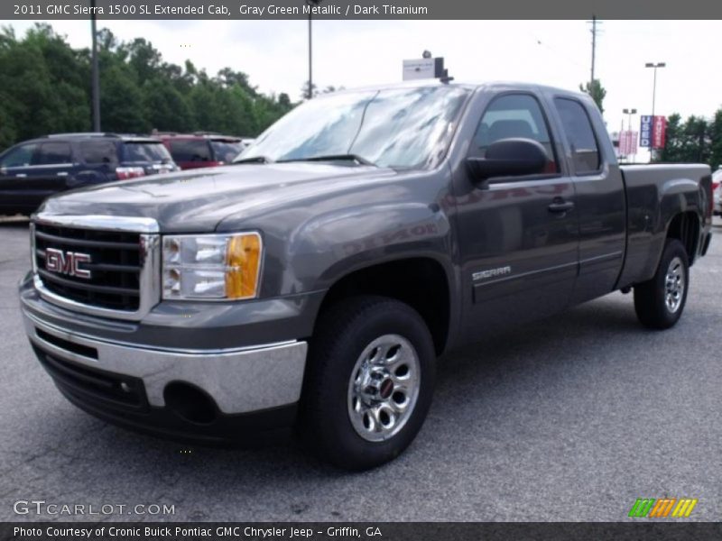 Gray Green Metallic / Dark Titanium 2011 GMC Sierra 1500 SL Extended Cab