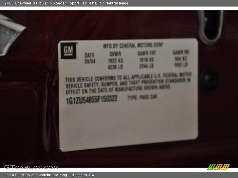 Sport Red Metallic / Neutral Beige 2005 Chevrolet Malibu LT V6 Sedan