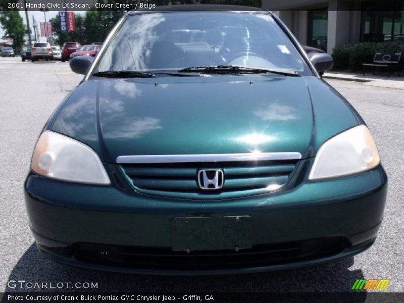 Clover Green / Beige 2001 Honda Civic LX Sedan