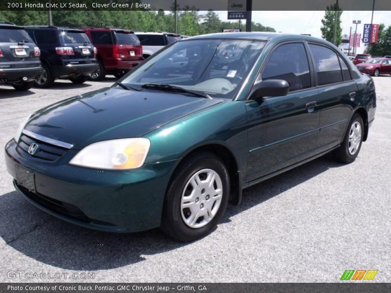 Clover Green / Beige 2001 Honda Civic LX Sedan