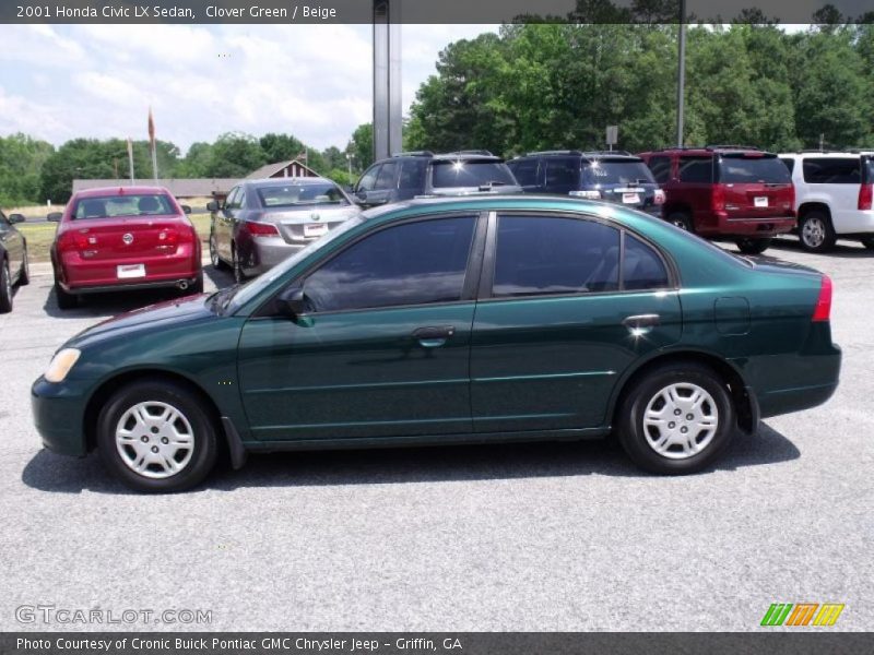 Clover Green / Beige 2001 Honda Civic LX Sedan