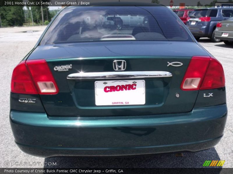 Clover Green / Beige 2001 Honda Civic LX Sedan