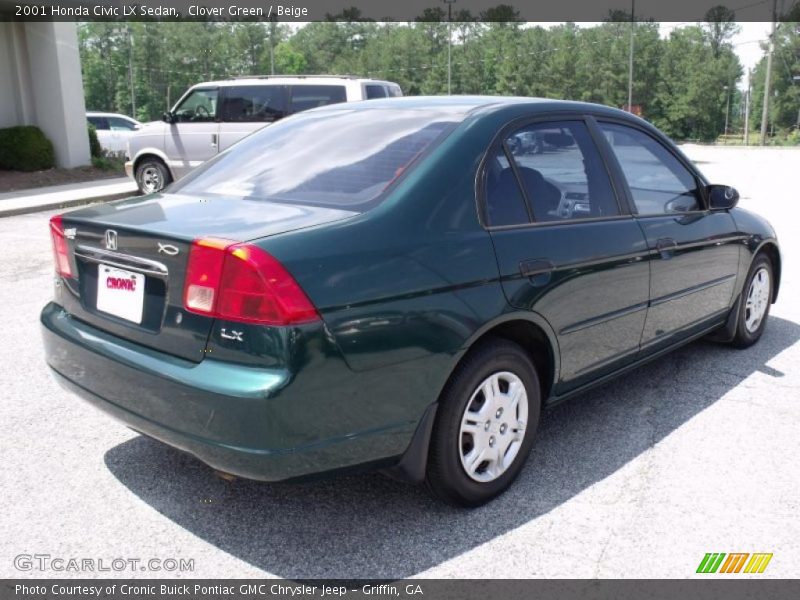 Clover Green / Beige 2001 Honda Civic LX Sedan