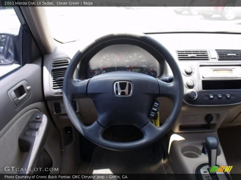 Clover Green / Beige 2001 Honda Civic LX Sedan