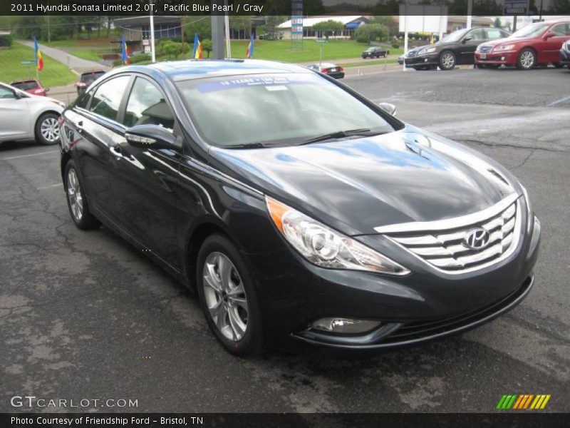 Pacific Blue Pearl / Gray 2011 Hyundai Sonata Limited 2.0T