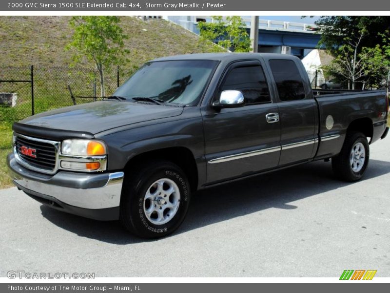 Storm Gray Metallic / Pewter 2000 GMC Sierra 1500 SLE Extended Cab 4x4