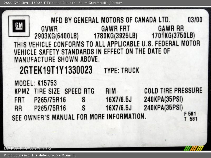 Storm Gray Metallic / Pewter 2000 GMC Sierra 1500 SLE Extended Cab 4x4